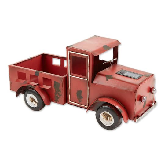 16" Red Truck Solar Light Planter